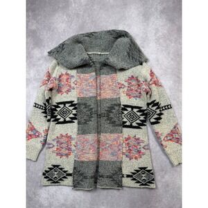 Tribal‎ Geometric Aztec Pattern Cardigan Sweater Women M Shawl Collar Boho